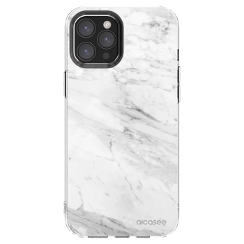 Picasee silikonowe przeźroczyste etui na Apple iPhone 12 Pro Max - White marble