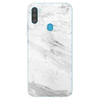 Picasee silikonowe przeźroczyste etui na Samsung Galaxy M11 - White marble