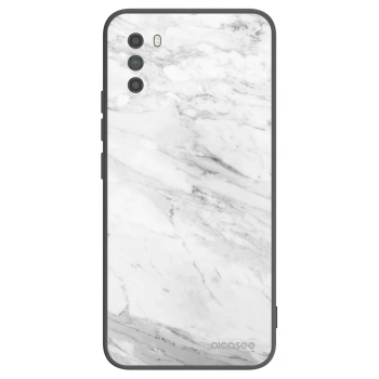 Picasee silikonowe czarne etui na Xiaomi Poco M3 - White marble