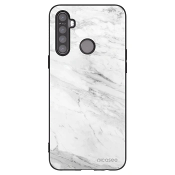 Picasee silikonowe czarne etui na Realme 5 - White marble