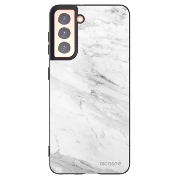 Picasee silikonowe czarne etui na Samsung Galaxy S21 5G G991B - White marble