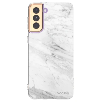 Picasee silikonowe przeźroczyste etui na Samsung Galaxy S21+ 5G G996F - White marble