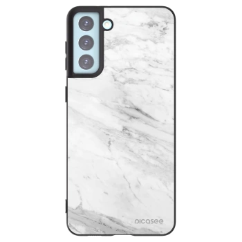 Picasee silikonowe czarne etui na Samsung Galaxy S21+ 5G G996F - White marble