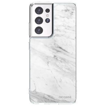 Picasee silikonowe przeźroczyste etui na Samsung Galaxy S21 Ultra 5G G998B - White marble
