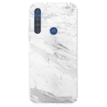 Etui na Motorola Moto G8 - White marble
