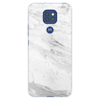 Picasee silikonowe przeźroczyste etui na Motorola Moto G9 Play - White marble