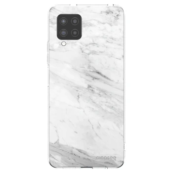 Picasee silikonowe przeźroczyste etui na Samsung Galaxy A42 A426B - White marble