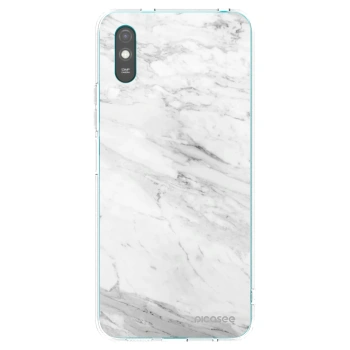 Picasee silikonowe przeźroczyste etui na Xiaomi Redmi 9AT - White marble