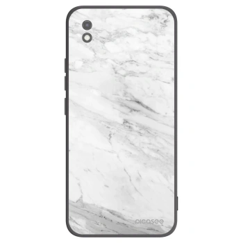 Picasee silikonowe czarne etui na Xiaomi Redmi 9AT - White marble
