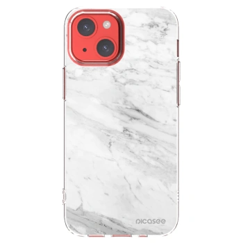 Picasee silikonowe przeźroczyste etui na Apple iPhone 13 mini - White marble