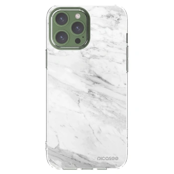 Picasee silikonowe przeźroczyste etui na Apple iPhone 13 Pro Max - White marble