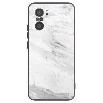 Picasee silikonowe czarne etui na Xiaomi Poco F3 - White marble