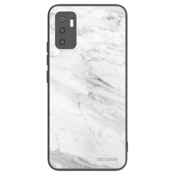 Picasee silikonowe czarne etui na Xiaomi Redmi Note 10 5G - White marble