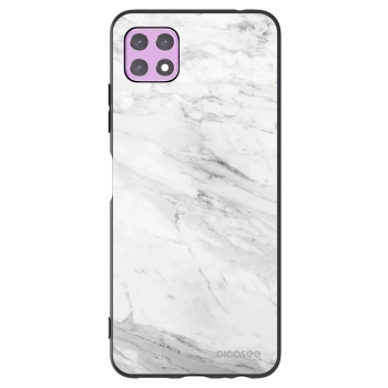 Picasee silikonowe czarne etui na Samsung Galaxy A22 A226B 5G - White marble