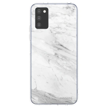 Picasee silikonowe przeźroczyste etui na Samsung Galaxy A02s A025G - White marble