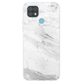 Picasee silikonowe przeźroczyste etui na Realme C21 - White marble