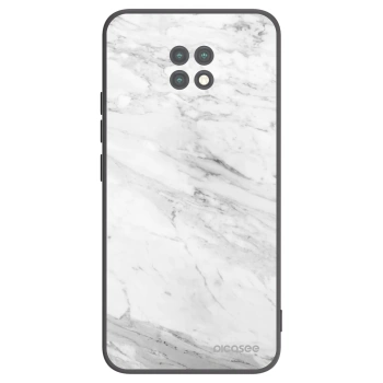 Picasee silikonowe czarne etui na Xiaomi Redmi Note 9T - White marble