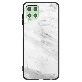 Picasee silikonowe czarne etui na Samsung Galaxy A22 A225F 4G - White marble
