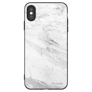 Picasee silikonowe czarne etui na Apple iPhone XS Max - White marble