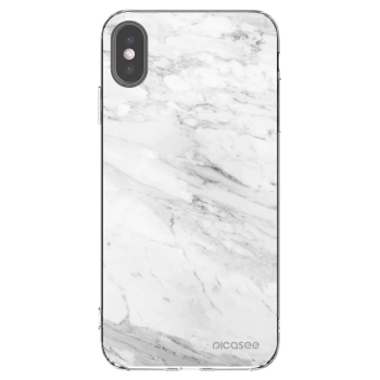 Picasee silikonowe przeźroczyste etui na Apple iPhone XS Max - White marble
