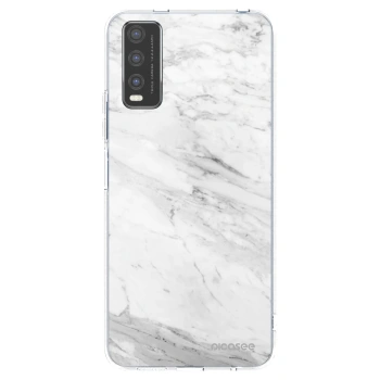 Picasee silikonowe przeźroczyste etui na Vivo Y20s - White marble