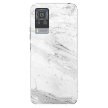 Picasee silikonowe przeźroczyste etui na Vivo X60 Pro 5G - White marble