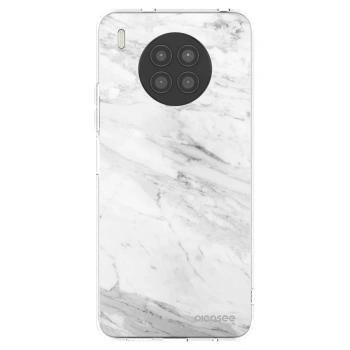 Picasee silikonowe przeźroczyste etui na Huawei Nova 8i - White marble