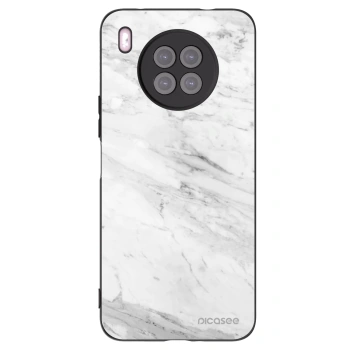 Picasee silikonowe czarne etui na Huawei Nova 8i - White marble