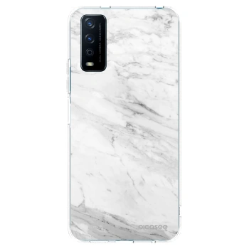 Picasee silikonowe przeźroczyste etui na Vivo Y11s - White marble