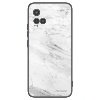 Picasee silikonowe czarne etui na Vivo Y33s - White marble