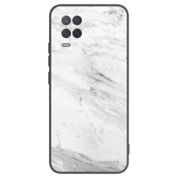 Picasee silikonowe czarne etui na Realme 8 5G - White marble