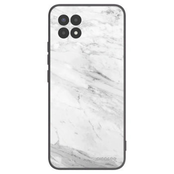 Picasee silikonowe czarne etui na Realme 8i - White marble