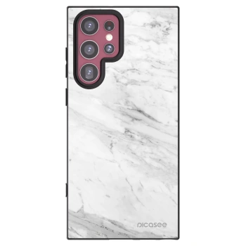Picasee silikonowe czarne etui na Samsung Galaxy S22 Ultra 5G - White marble