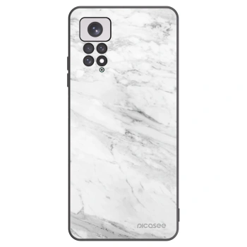 Picasee silikonowe czarne etui na Xiaomi Redmi Note 11 - White marble