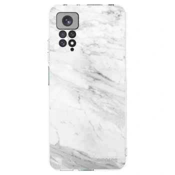 Picasee silikonowe przeźroczyste etui na Xiaomi Redmi Note 11S 4G - White marble