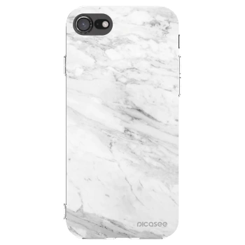 Picasee silikonowe przeźroczyste etui na Apple iPhone SE 2022 - White marble