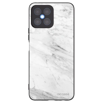 Picasee silikonowe czarne etui na Honor X8 4G - White marble