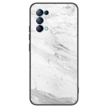 Picasee silikonowe czarne etui na OPPO Reno 5 5G - White marble