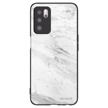 Picasee silikonowe czarne etui na OPPO A16 - White marble