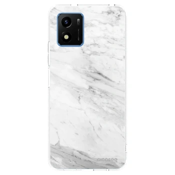 Picasee silikonowe przeźroczyste etui na Vivo Y01 - White marble