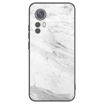 Picasee silikonowe czarne etui na Xiaomi 12X - White marble