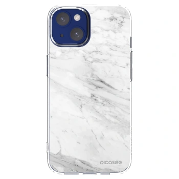 Picasee silikonowe przeźroczyste etui na Apple iPhone 14 - White marble