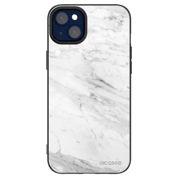 Picasee silikonowe czarne etui na Apple iPhone 14 Plus - White marble