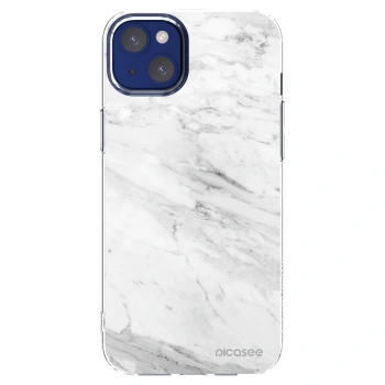 Picasee silikonowe przeźroczyste etui na Apple iPhone 14 Plus - White marble