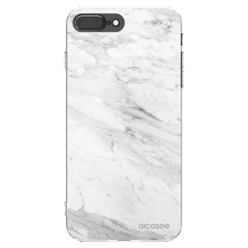 Picasee silikonowe przeźroczyste etui na Apple iPhone 8 Plus - White marble