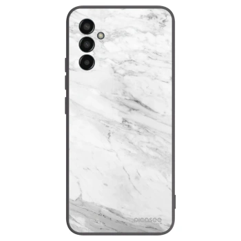 Picasee silikonowe czarne etui na Samsung Galaxy M13 M135F - White marble