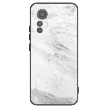 Picasee silikonowe czarne etui na Xiaomi 12 Lite - White marble