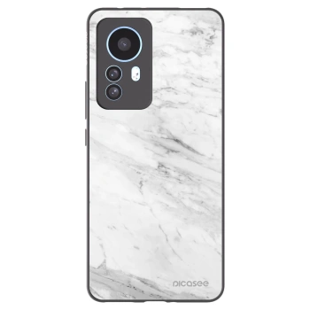 Picasee silikonowe czarne etui na Xiaomi 12T Pro - White marble