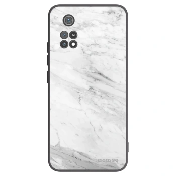 Picasee silikonowe czarne etui na Xiaomi Poco M4 Pro - White marble
