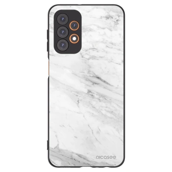 Picasee silikonowe czarne etui na Samsung Galaxy A23 A235F 4G - White marble